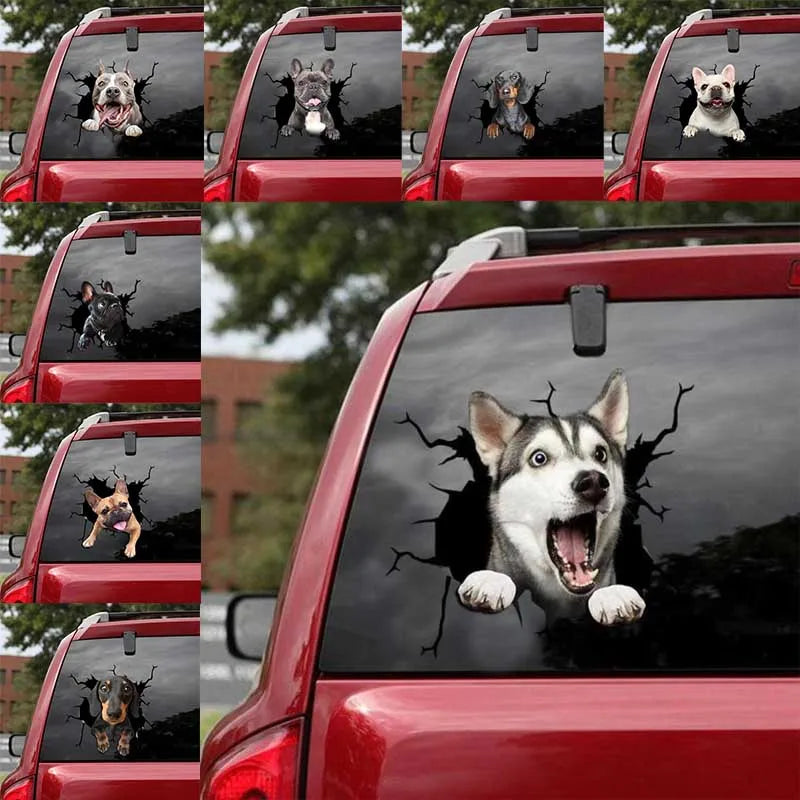 Funny Dog Windshield Stickers On Car Glass Camping Auto Decals Vehicle Exterior Window Decoration Girly Personalized Waterproof
