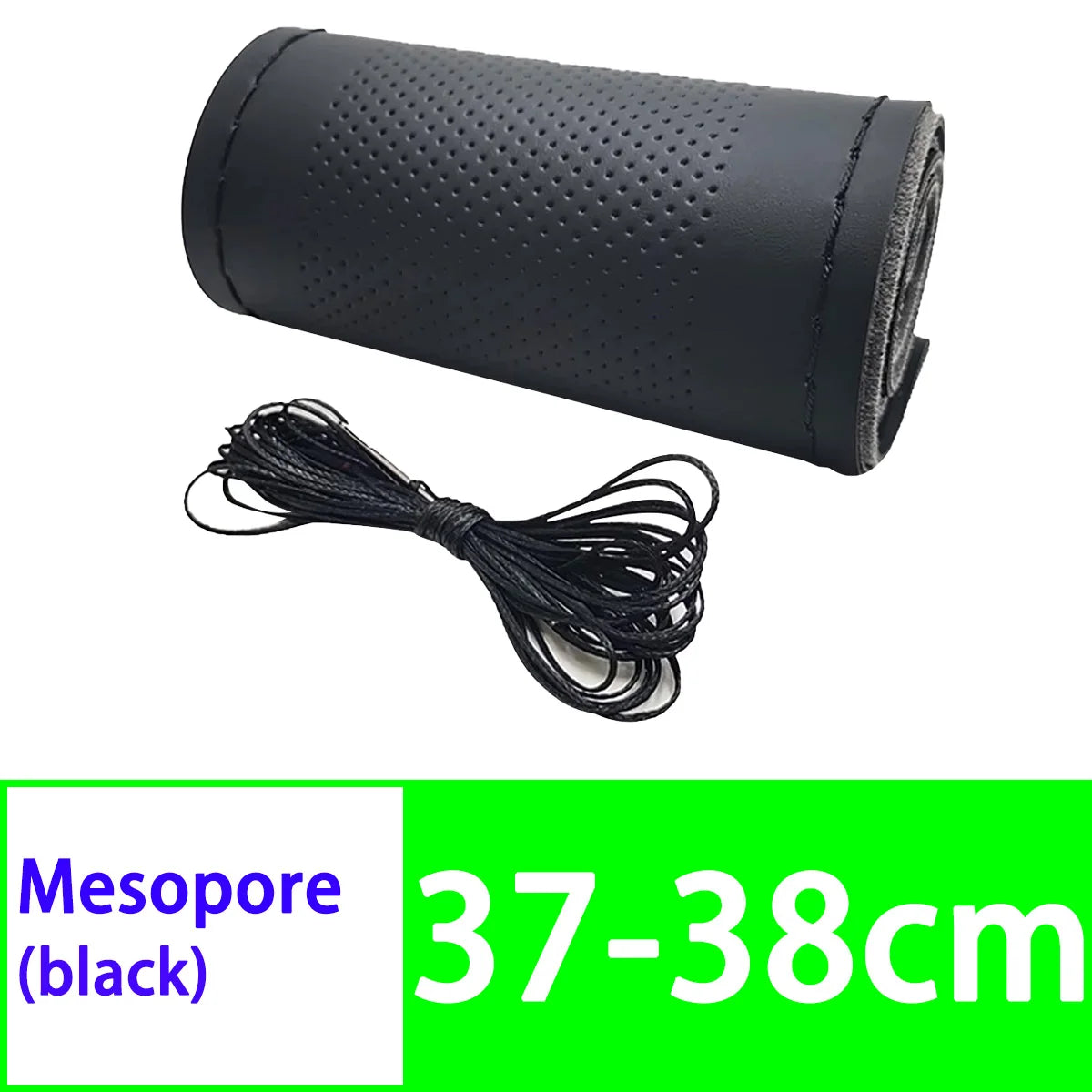 Car Steering Wheel Cover DIY Hand Woven Leather Breathable Steering Wheel Cover With Needle And Thread Protection Cover 37-38cm