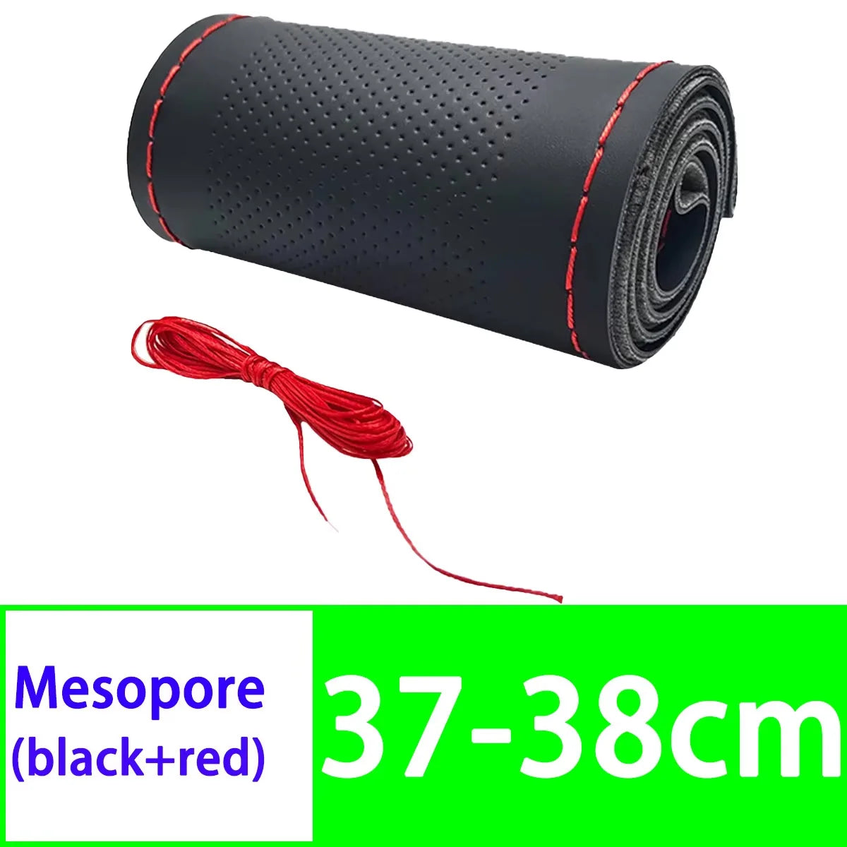 Car Steering Wheel Cover DIY Hand Woven Leather Breathable Steering Wheel Cover With Needle And Thread Protection Cover 37-38cm
