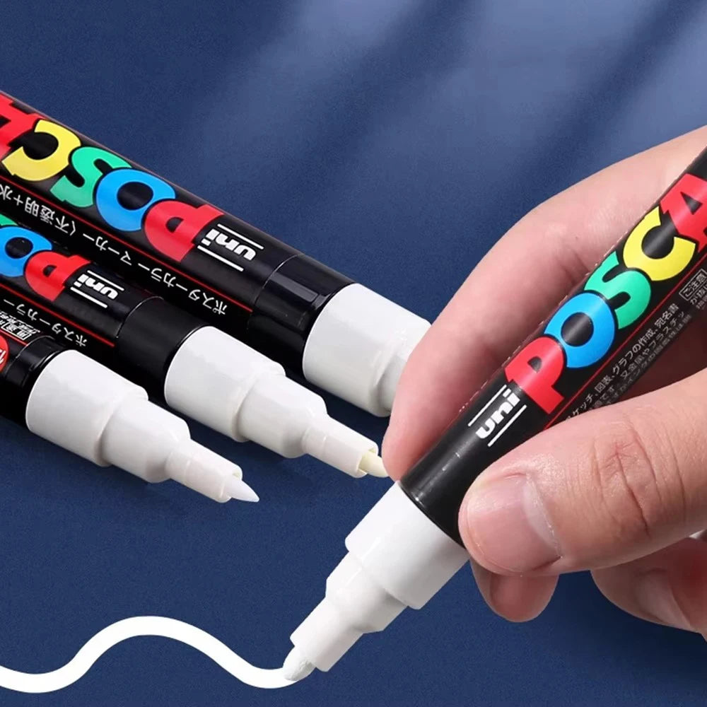 5pcs Japan UNI POSCA Markers Pen Acrylic White Black Highlighting Pen Graffiti PC-1M/3M/5M Wholesale Painting Art Supplies