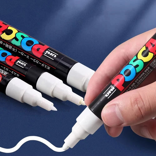 5pcs Japan UNI POSCA Markers Pen Acrylic White Black Highlighting Pen Graffiti PC-1M/3M/5M Wholesale Painting Art Supplies