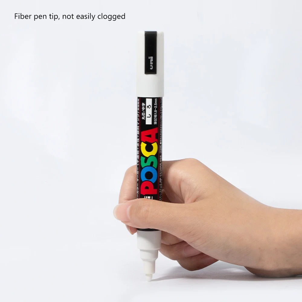 5pcs Japan UNI POSCA Markers Pen Acrylic White Black Highlighting Pen Graffiti PC-1M/3M/5M Wholesale Painting Art Supplies