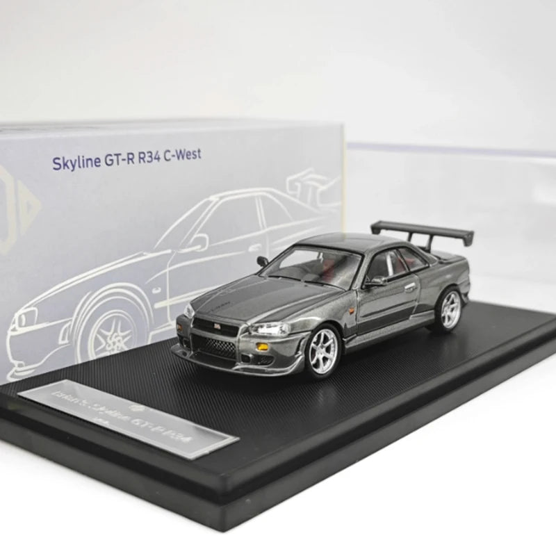 KOD × GFCC 1/64 Scale Skyline GT-R R34 C-West Alloy Car Model Classic Adult Souvenir Gift Static Display Hobby Collection