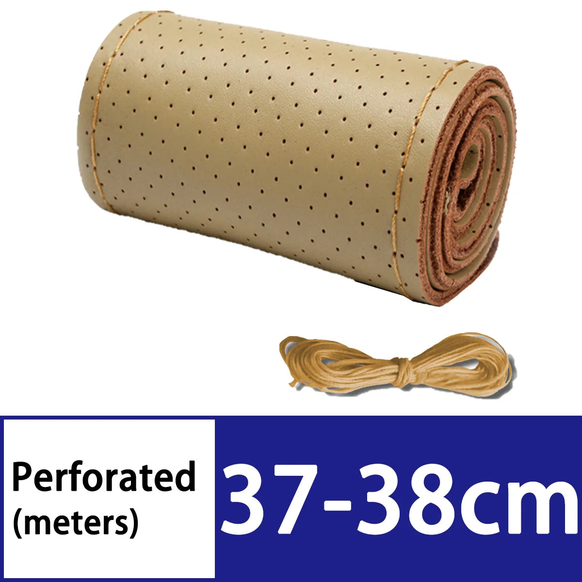 Car Steering Wheel Cover DIY Hand Woven Leather Breathable Steering Wheel Cover With Needle And Thread Protection Cover 37-38cm