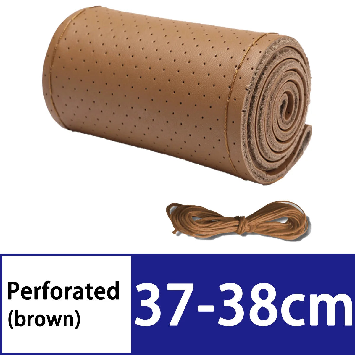 Car Steering Wheel Cover DIY Hand Woven Leather Breathable Steering Wheel Cover With Needle And Thread Protection Cover 37-38cm