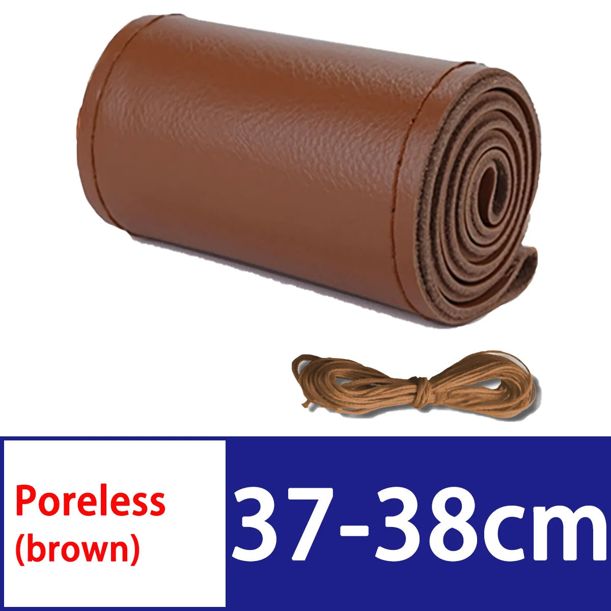 Car Steering Wheel Cover DIY Hand Woven Leather Breathable Steering Wheel Cover With Needle And Thread Protection Cover 37-38cm